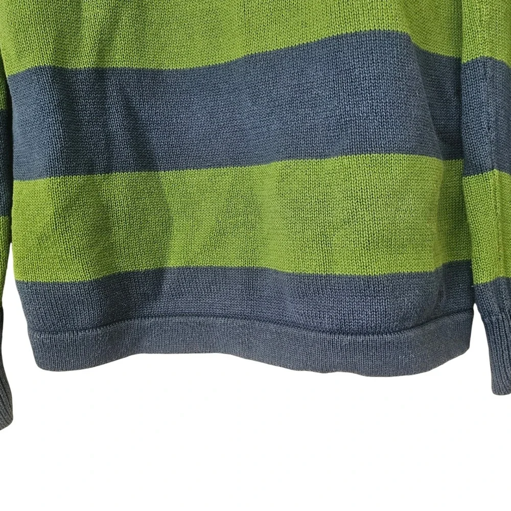 Abercrombie & Fitch Men's XL Blue Green Rugby Stripe Crewneck Sweater Preppy